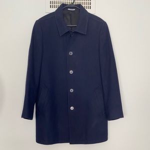 Nordstrom Men’s Shop Navy Wool Car Coat - Medium